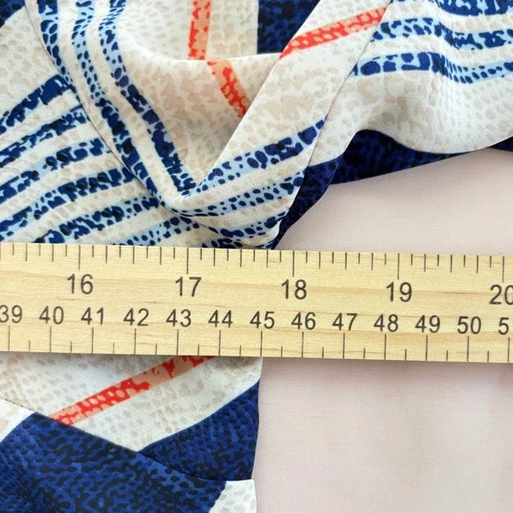 Laundry Shelli Segal Navy Nautical Stripe Edgy Grommet Lace Up V-Neck Blouse S - Picture 6 of 9